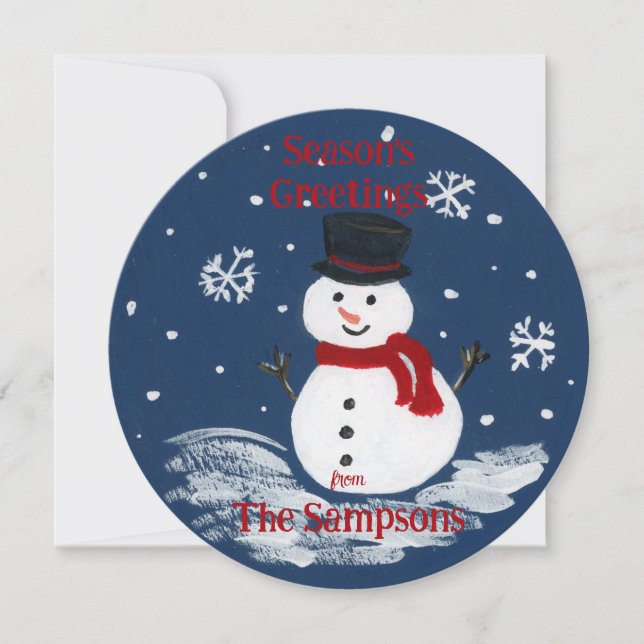Handpainted Snowman PERSONALIZE Round (Front)