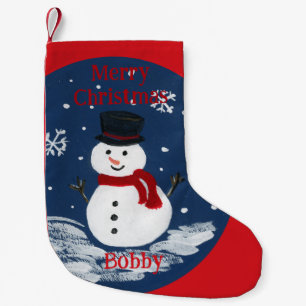 Handpainted Snowman PERSONALIZE  Small Christmas Stocking
