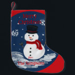 Handpainted Snowman Red PERSONALIZE  Small Christmas Stocking<br><div class="desc">Handpainted Snowman Red PERSONALIZE</div>
