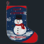 Handpainted Snowman Red PERSONALIZE  Small Christmas Stocking<br><div class="desc">Handpainted Snowman Red PERSONALIZE</div>