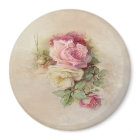 Handpainted Style Vintage Pink and White Roses