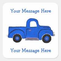 Handpainted Vintage Blue Truck Design 