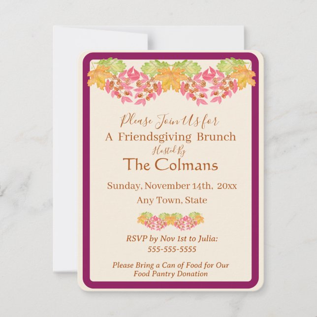 Handpainted Watercolor Autumn Leaves Friendsgiving (Front)