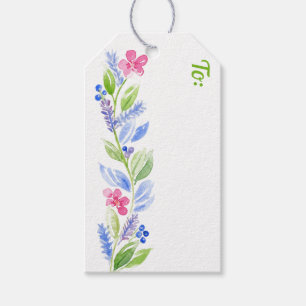 Handpainted Watercolor Floral Garland Gift Tag