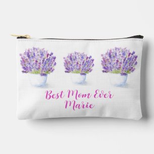 Handpainted Watercolor Lavender Floral MOM Accessory Pouch
