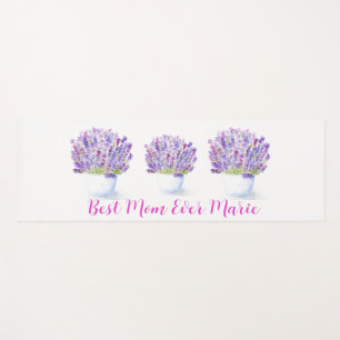Handpainted Watercolor Lavender Floral MOM Yoga Mat