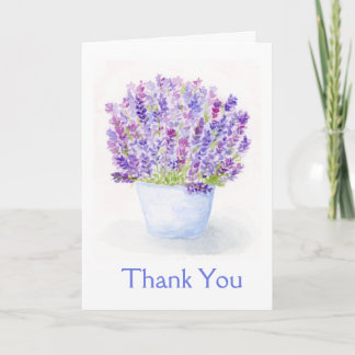 Handpainted Watercolor Lavender Floral THANK YOU Note Card