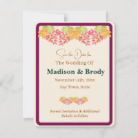 Handpainted Watercolor Leaves SAVE the DATE Photo