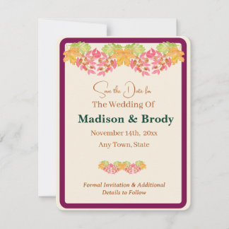 Handpainted Watercolor Leaves SAVE the DATE Photo