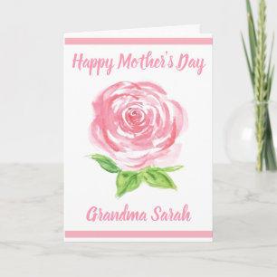 Handpainted Watercolor Rose Floral MOTHERS Day Card