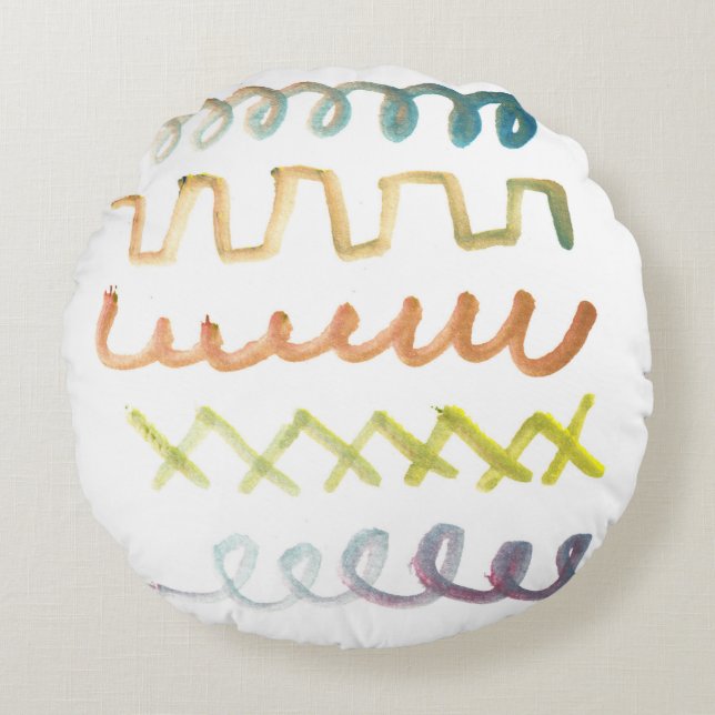 handpainted watercolor round cushion (Front)