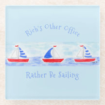 Handpainted Watercolor Sailboats Rather Be Sailing