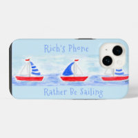 Handpainted Watercolor Sailboats Rather Be Sailing