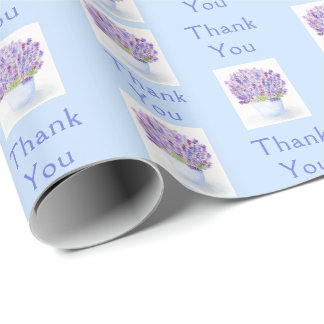 Handpainted Watercolor Small Lavender THANK YOU Wrapping Paper