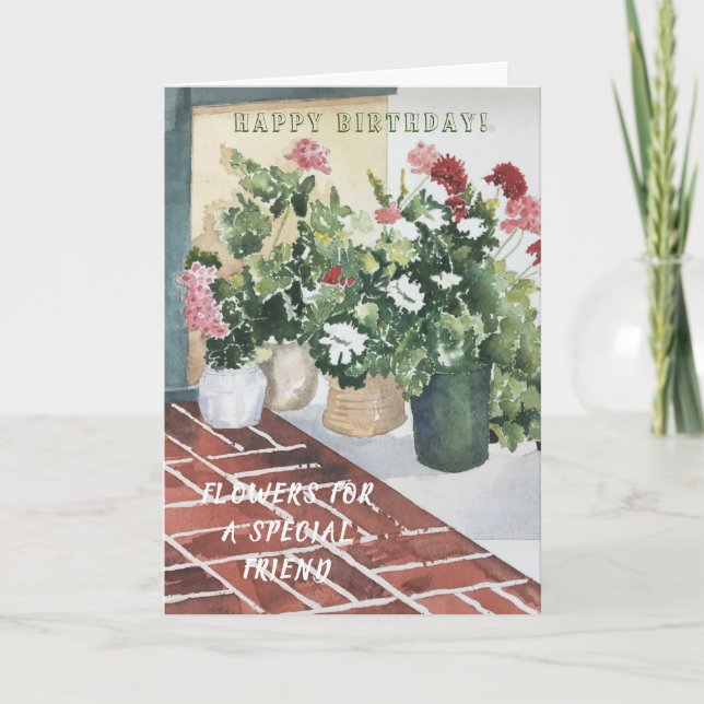 HANDPAINTED WATERCOLOR SPECIAL FRIEND  BIRTHDAY CARD (Front)