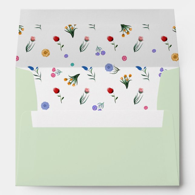 Handpainted Watercolor Wildflower Garden Envelope (Back (Bottom))