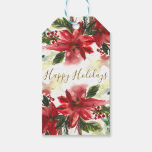 Handpainted Watercolour Poinsettas Gift Tags
