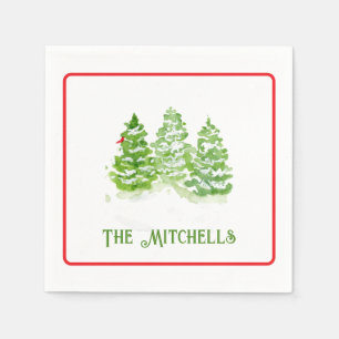 Handpainted Winter Trees PERSONALIZE NAME Napkin
