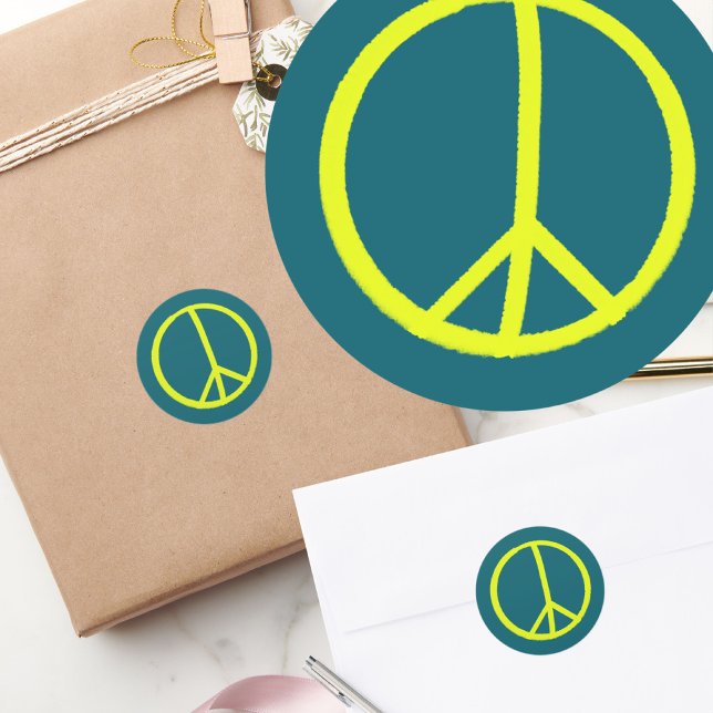 Handpainted Yellow Peace Sign Sticker  (Creator Uploaded)
