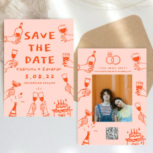 Handpainting Funky Retro Contemporary Save The Date