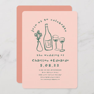 Handpainting Retro  Contemporary Art Wedding  Invitation