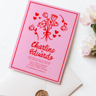 Handpainting Retro Contemporary Art Wedding Invitation