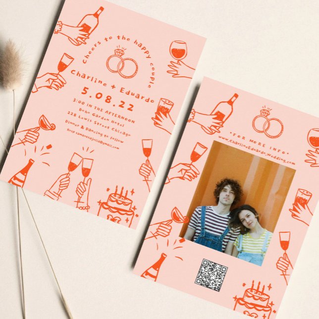 Handpainting Retro  Contemporary Art Wedding  Invitation (Creator Uploaded)