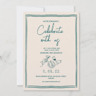 Handpainting Retro Contemporary Engagement Invitation