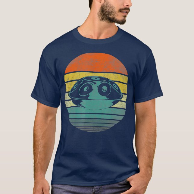 Handpan Hang Drum Musik Yoga Relax Sunset Retro T-Shirt (Front)