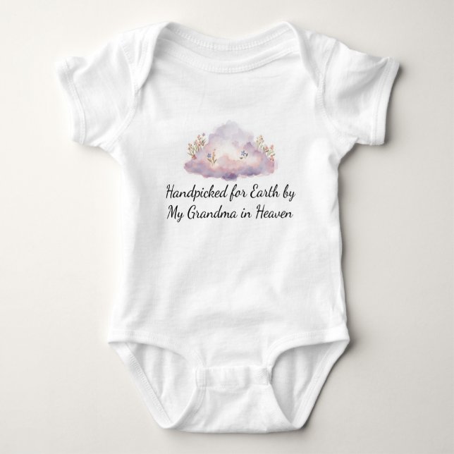 Handpicked for Earth by Grandma in Heaven Memorial Baby Bodysuit (Front)