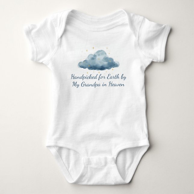 Handpicked for Earth by Grandpa in Heaven Memorial Baby Bodysuit (Front)
