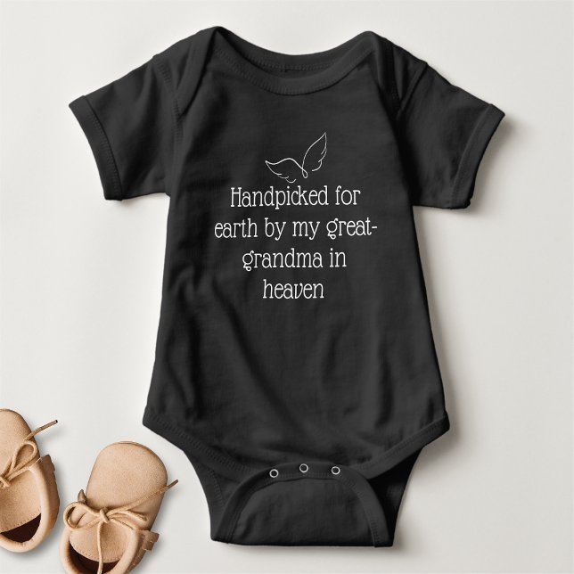 Handpicked For Earth By My Great Grandma Black Baby Bodysuit (Creator Uploaded)