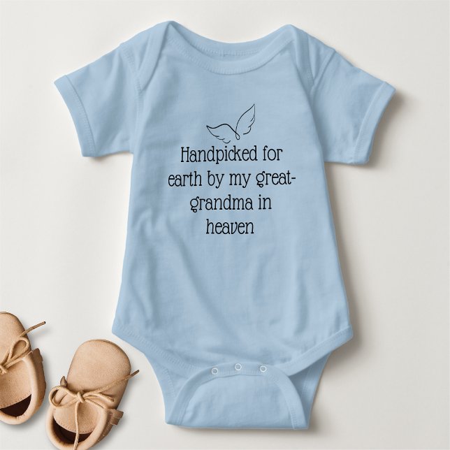 Handpicked For Earth By My Great Grandma Blue Baby Bodysuit (Creator Uploaded)