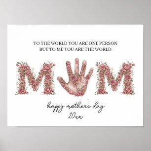 Handprint Mother’s Day Keepsake,Mother’s Day Flowe Poster
