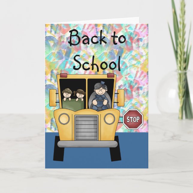 Handprints & School Bus Back to School Card (Front)