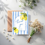 Handrawn blue stripes lemons baby shower thank you card<br><div class="desc">Handrawn blue stripes lemons Ciao bambino baby shower thank you cards main squeeze Italian modern funky beach baby shower thank you cards, vintage retro stripped baby shower thank you cards, blue stripes and lemons baby shower thank you cards, Italian baby shower invitations, lemon baby shower thank you cards, funky handrawn...</div>