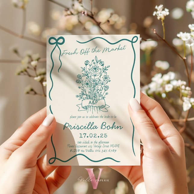 Handrawn Fresh Off the Market Bridal Shower Invite (Creator Uploaded)