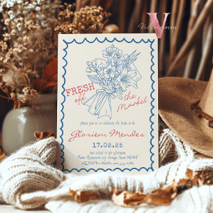 Handrawn Fresh Off the Market Bridal Shower Invite