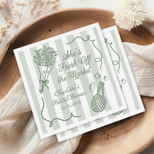 Handrawn Fresh Off the Market Bridal Shower Napkin