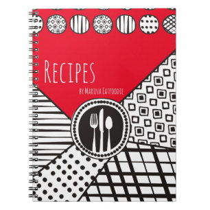 Handrawn mixed patterns utensils chef catering notebook