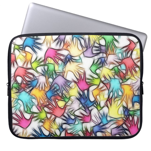Hands abstract background texture laptop sleeve (Front)