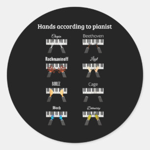 Hands According To Anists Ano Clical Music Instrum Classic Round Sticker