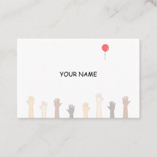 Hands and a red balloon. business card