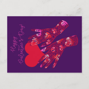 Hands and Heart   Happy Valentine's Day Postcard
