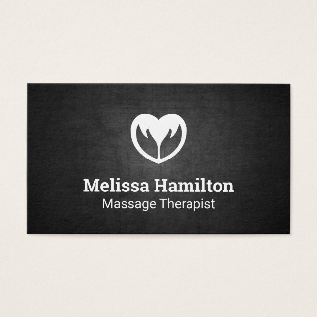 Hands and Heart Icon | Black Texture Background (Front)