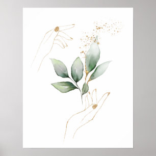 Hands and leaves Print, Value Poster Paper (Matte)