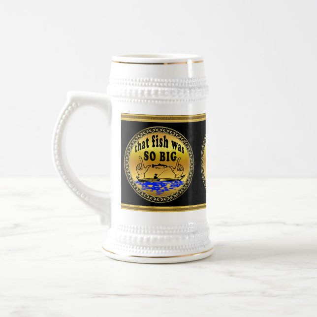 Hands apart showing a fish and a boat with water beer stein (Left)