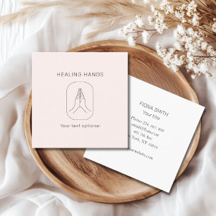Hands Blush Grey Square Business Card