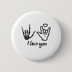 Hands Forming - Skeleton Heart Hands  6 Cm Round Badge