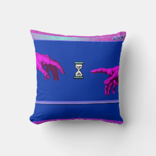 Hands going to touch together online. Concept of s Cushion